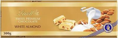 Obrázek produktu pro Lindt Švýcarská Bílá čokoláda s mandlemi, 300g