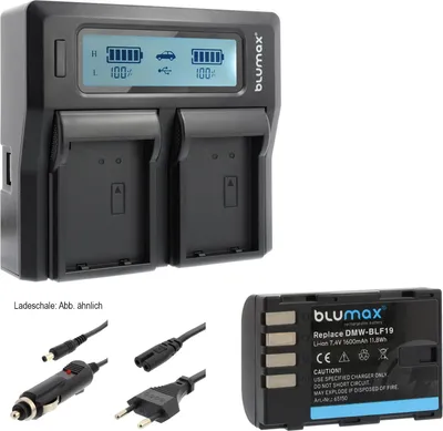 Produktbild von 1x Akku + Lader für Panasonic DMW-BLF19  DMW-BLF19E Lumix DMC-GH3  1600 mAh