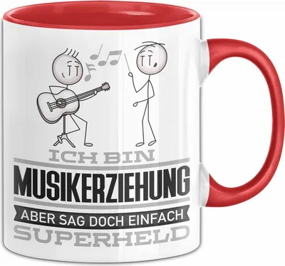 Produktbild von Musikerziehung Geschenk Tasse Ich Bin Musikerziehung Aber Sag Doch Einfach Superheld Lustige Geschenkdiee für Musikerziehung Kaffee-Becher (Rot)