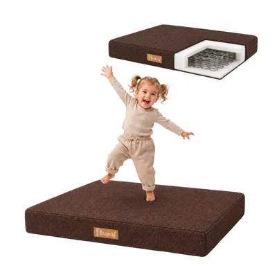 Produktbild von Flumi Kindertrampolin Hüpfmatte Indoor mit maschinenwaschbarem Bezug, 110x70 cm
