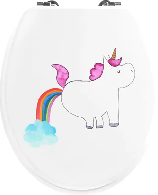 Produktbild von Mr. & Mrs. Panda WC Sitz Einhorn Pupsen - Weiß - Geschenk, Glitzer, Unicorn, Toilettendeckel, Klobrille, Klodeckel, Regenbogen, Freundin, Brille, WC-Sitz, Pups