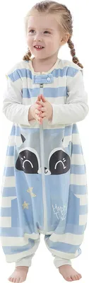 Produktbild von Ärmelloser Babyschlafanzug - Baumwollschlafsack mit Reißverschluss an den Füßen - Winter Onesie Pyjama, 1-6 Jahre S Waschbär