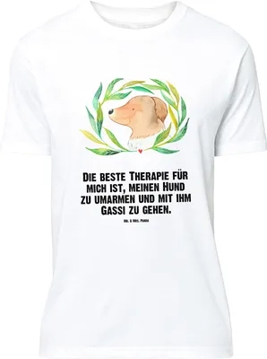 Produktbild von Mr. & Mrs. Panda Größe M T-Shirt Hund Blumen - Weiß - Geschenk, Umarmen, Herren, Ranke, Tshirt, Shirt, mit Spruch, Gassi gehen, Sprüche, Hunde