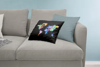 Produktbild von MuchoWow® Zierkissen Sofakissen Wohnzimmer Dekokissen 60x40 cm Weltkarte - Regenbogen - Aquarell - Kopfkissen - Polster mit Foto