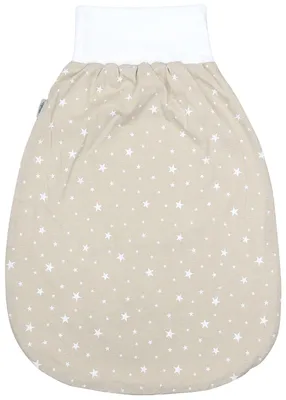 Produktbild von TupTam Baby Strampelsack mit breitem Bund – Unwattierter Schlafsack Baby aus Baumwolle für Frühling & Sommer, Farbe: Kleine Sternchen / Beige, Größe: 0 - 6 Monate