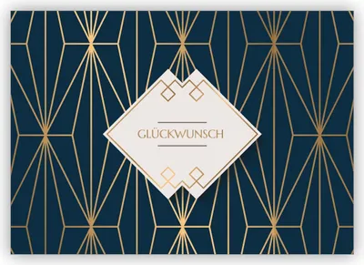 Produktbild von Edle Art Deco Glückwunschkarte mit Gold Optik in blau