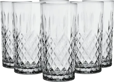 Produktbild von Glasmark Krosno Wassergläser Gläser Trinkgläser Set Longdrink Longdrinkgläser Cocktailgläser Spülmaschinenfest Grau Mit Kristall Effekt 6 x 300ml