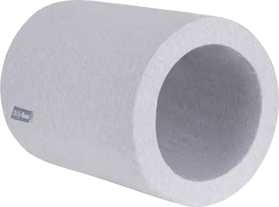 A light gray cylindrical foam tunnel for children.