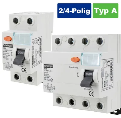 Schelinger Fehlerstromschutzschalter / 2-Polig / 4-Polig / 30mA / 25A / 40A / 63A / Typ A
