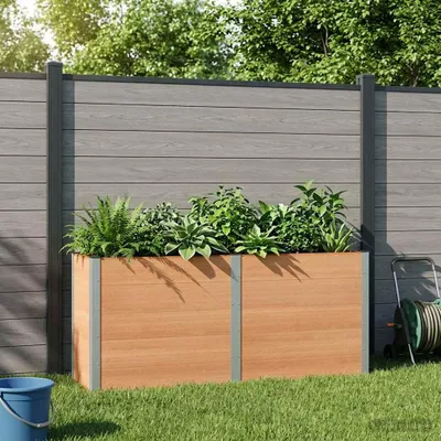 Immagine prodotto di Maison Exclusive - Aiuola rialzata marrone, dimensioni 200 x 50 x 91 cm, realizzata in WPC (legno-plastica composita) e alluminio