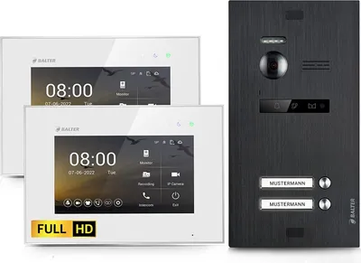 Produktbild von HD Video Türsprechanlage für 2 Familienhaus, 2 x Monitor, Balter EVO HD Schwarz