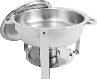 Produktbild von Buffetwärmer - Rundes Chafing-Dish Set 4 Stück - 4,5 L - Edelstahl - Mit Deckeln - Silber