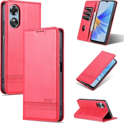 Image de Oppo A17 Housse en cuir, étui à rabat Portefeuille Fermeture magnétique Support Housse de protection pour Oppo A17 Rose