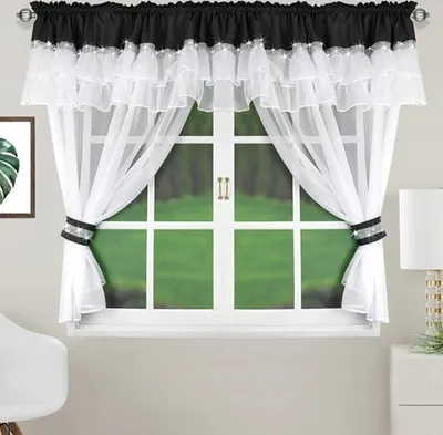 Produktbild von Fasttrade Wunderschöner Voile-Vorhang BxH 400x150 mit Zirkonen und schwarzen Einsätzen