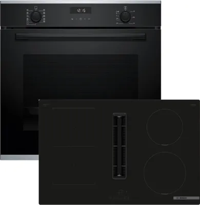 Bosch Einbau-Backofen-Set HBD636FH88, HBG237BB4 + PVS811B16E, Einbau-Backofen, Kochfeld mit Dunstabzug (Induktion), Frontansicht