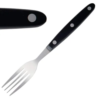 12 Steakgabeln, schwarz, 200 mm, 18/0 Edelstahl