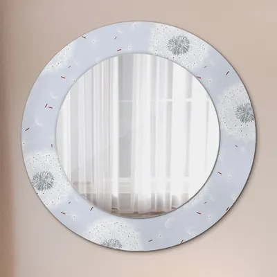 Produktbild von Wohnzimmer Spiegel - Mirror zum Wandspiegel Schlafzimmer – Schminkspiegel - Blumen Löwenzahn - Rund: Ø50cm