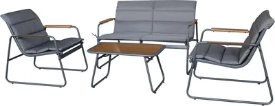 Produktbild von Gartenmöbel mit Metallkissen "Bastia" - 4 Sitzplätze - Grau