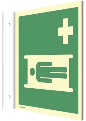 Produktbild von Dreifke® Fahnenschild Krankentrage, ISO 7010, Kunststoff, nachleucht.,160-mcd...