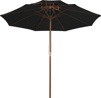 Produktbild von vidaXL Sonnenschirm mit Doppeldach und Holz-Mast Schwarz 270 cm