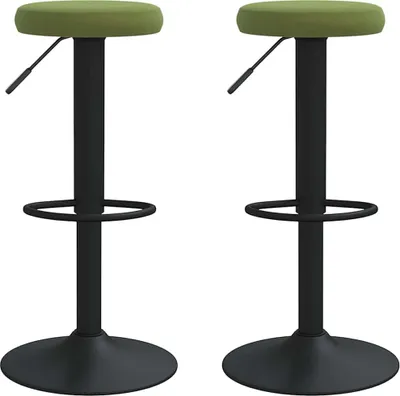 Image de Tabourets de bar lot de 2 vert clair velours