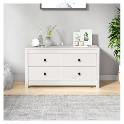 Produktbild von Beistellschrank Weiß 100x40x54 cm Massivholz Kiefer