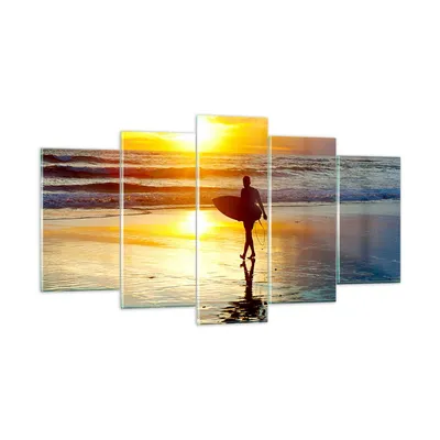 Produktbild von Bilder auf glas - Surfer sonnenuntergang ozean brett - 160x85cm - Glasbilder - Wandbilder - Kunstdruck - Wanddekoration aus Glas - Glas Bilder - Wandbild auf Glas - GEA160x85-2792