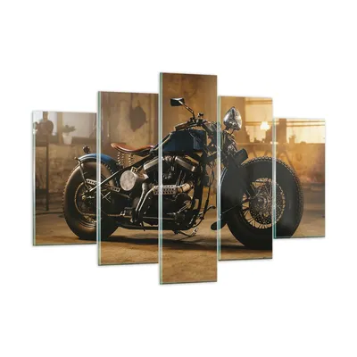Produktbild von Bilder auf glas - 5 Teile - Motorrad Motor - 150x100cm - Glasbilder - Wandbilder - Bilder - zum Aufhängen bereit - Wanddekoration aus Glas - Glas Bilder - Wandbild auf Glas - GEA150x100-4233