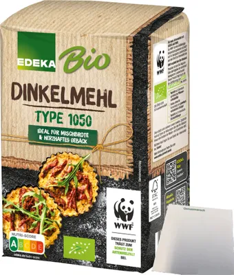 Produktbild von Edeka  Dinkelmehl Type 1050 ideal für Mischbrote und herzhaftes Gebäck (1kg Packung) + usy Block