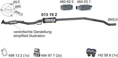 Produktbild von ERNST 013192 Mittelschalldämpfer Schalldämpfer für OPEL Corsa E Schrägheck (X15)