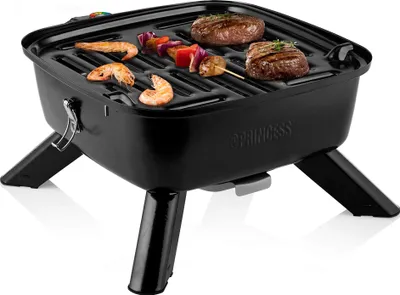 Produktbild von Princess 01.112256.01.001 Tragbarer Hybridgrill, 2000 W, Grill, Elektrisch + Holzkohle, 1 Zone(n), 370 x 370 mm, China
