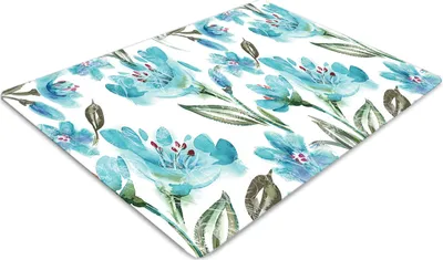 Produktbild von Stuhlunterlage Bürostuhlunterlage 120 cm x 90 cm Bodenmatte Bürostuhlunterlage - Türkisblumen