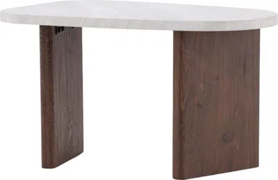 Produktbild von FURNLUX Beistelltisch Gronvik Nussbaum Und Marmor Grau 45cm / Hauptfarbe: Braun / Abmessungen: 45 x 70 x 40 cm
