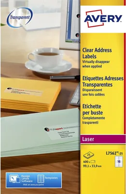 Image de Avery Clear 99.1 x 33.9 mm 400 étiquette(s) (25 feuilles x 16) Étiquettes d'adresse