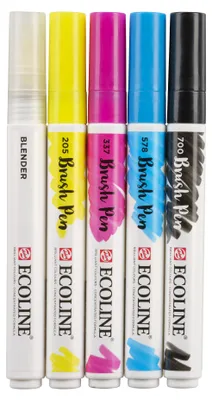 Produktbild von Talens - Brushpen Ecoline Set mit 5 Teilen primär