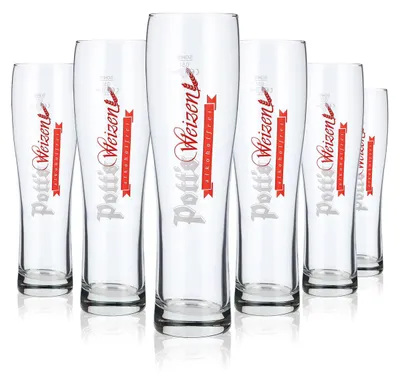 Produktbild von 6x Potts Bier Glas 0,5l Weissbierglas Weizenglas Biergläser alkoholfrei