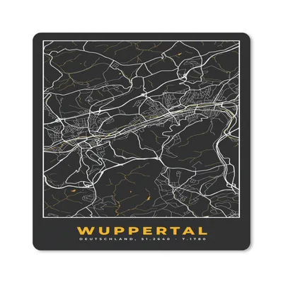 Produktbild von MuchoWow® Mauspad Mousepad Stadtplan - Deutschland - Gold - Wuppertal - Karte 20x20 cm - Mousepads - Maus Mat - Pad - Mausunterlage - Desk Mat - Bureauartikeln