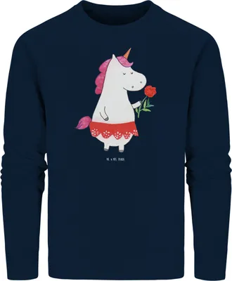 Produktbild von Mr. & Mrs. Panda Baumwoll Pullover Einhorn Dame Größe L - French Navy - Geschenk, Sweatshirt, Bachelorette, Frau, Einhörner, Trennung, Pulli, Unicorn, Sweater, Bachelor
