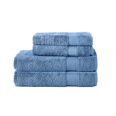 Produktbild von Komfortec 4er Handtuchset aus 100% Baumwolle, 2 Handtücher 50x100 cm und 2 Badetücher 70x140 cm Set, Frottee, Weich, Hellblau