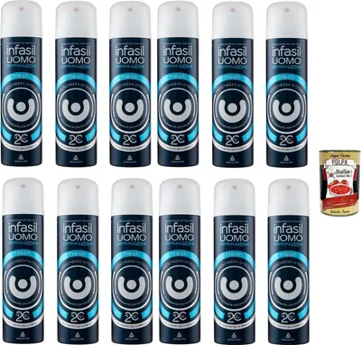 Produktbild von Infasil Deospray für Herren Derma 48h Fresh mit Molekül 2C, intensive Frische, Deo 12x 150 ml + Italian Gourmet polpa 400g