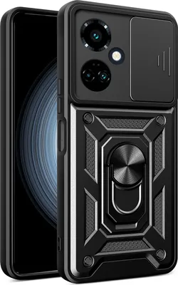 Produktbild von Hülle für Tecno Camon 19 mit Ring Ständer Halter Dia Kameraschutz TPU PC Hybrid Handyhülle Schwarz