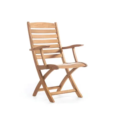 Produktbild von Klappstuhl Iroko-holz mit Armlehne klappbarer Gartenstuhl Klappbar Balkonstuhle Holzstuhle für Balkon Garten Terrasse Relax