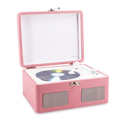 Produktbild von Barbie CD Player im Retro Design – Tragbar mit Kunstlederkoffer – Integrierter Lautsprecher – USB & Bluetooth Anschluss – Vintage Stil – Ideal