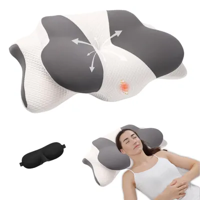 Image de Omgoods - Coussin en mousse à mémoire de forme pour les douleurs cervicales - Ergonomique et adaptable