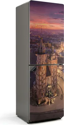 Zdjęcie produktu dla Architektura Krakowa nocą - okładka magnetyczna na lodówkę - okładka magnetyczna na lodówkę - magnes na lodówkę - samoprzylepna tablica magnetyczna - folia magnetyczna na drzwi lodówki - 60x190 cm