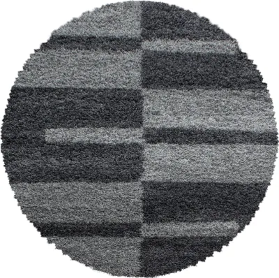 Produktbild von Carpetsale24 Teppich Hochflor Shaggy Kariert Design Teppich Wohnzimmer Flauschig Weich, Grösse: 160 cm Rund