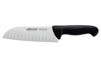 Produktbild von Santokumesser Arcos Farbe - Prof  290625 mit Nitrumtaschen aus Edelstahl und ergonomischem schwarzem Polypropylen mango und 18 cm Klinge, Vitrine.