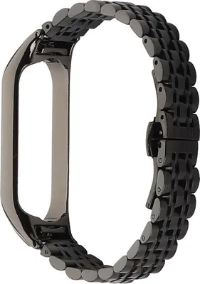 Produktbild von Strap-it Metallarmband - Kompatibel mit Xiaomi Mi Band 7 Armband Ersatzarmband Edelstahl - Faltschließe - Hochwertiges Material - für Mi Band 7 Armband Schwarz