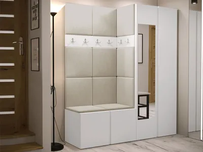 Obrázok produktu pre Predsieňová stena s čalúnenými panelmi 42x42 SELAND 10 - biela / béžová