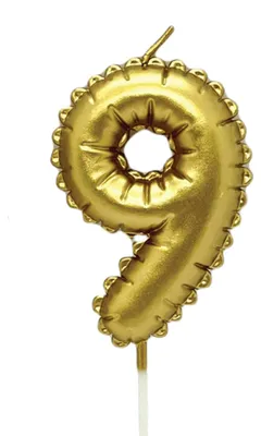 Zdjęcie produktu dla Świeczki urodzinowe w kształcie cyfr od 0 do 9, o wysokości 9,8 cm, w kolorze złotym, w kształcie balonów | Dekoracyjne świeczki do tortów urodzinowych